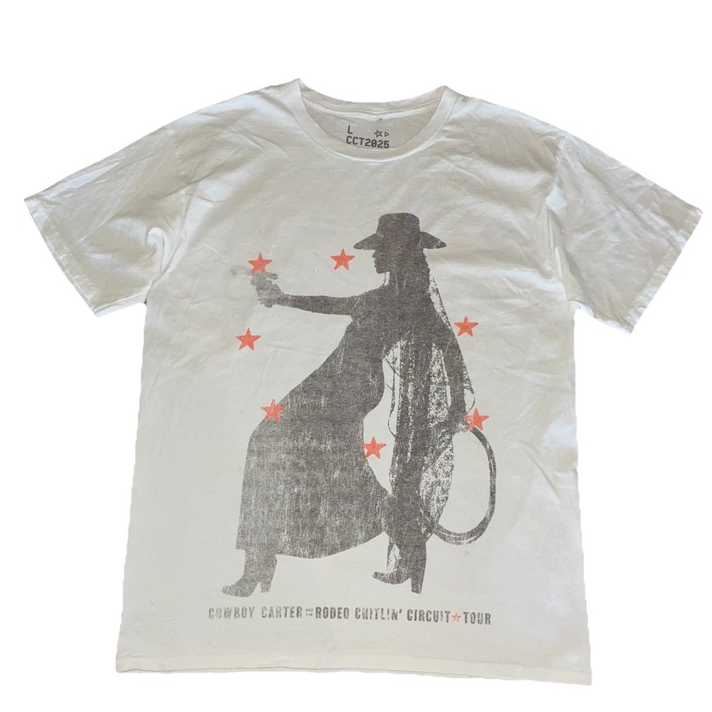 Beyonce Most Wanted Tee L White Cowboy Carter Tour 2025 Merch NEW‎ *spot